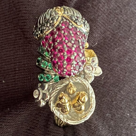 Bird Ring 14 K over Sterling Silver 925. Size 7. - Picture 4 of 9